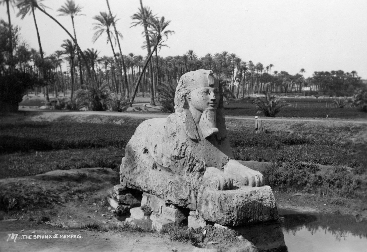 Alabaster sfinks i Memphis, Egypt, c1920-c1930s av Unbekannt