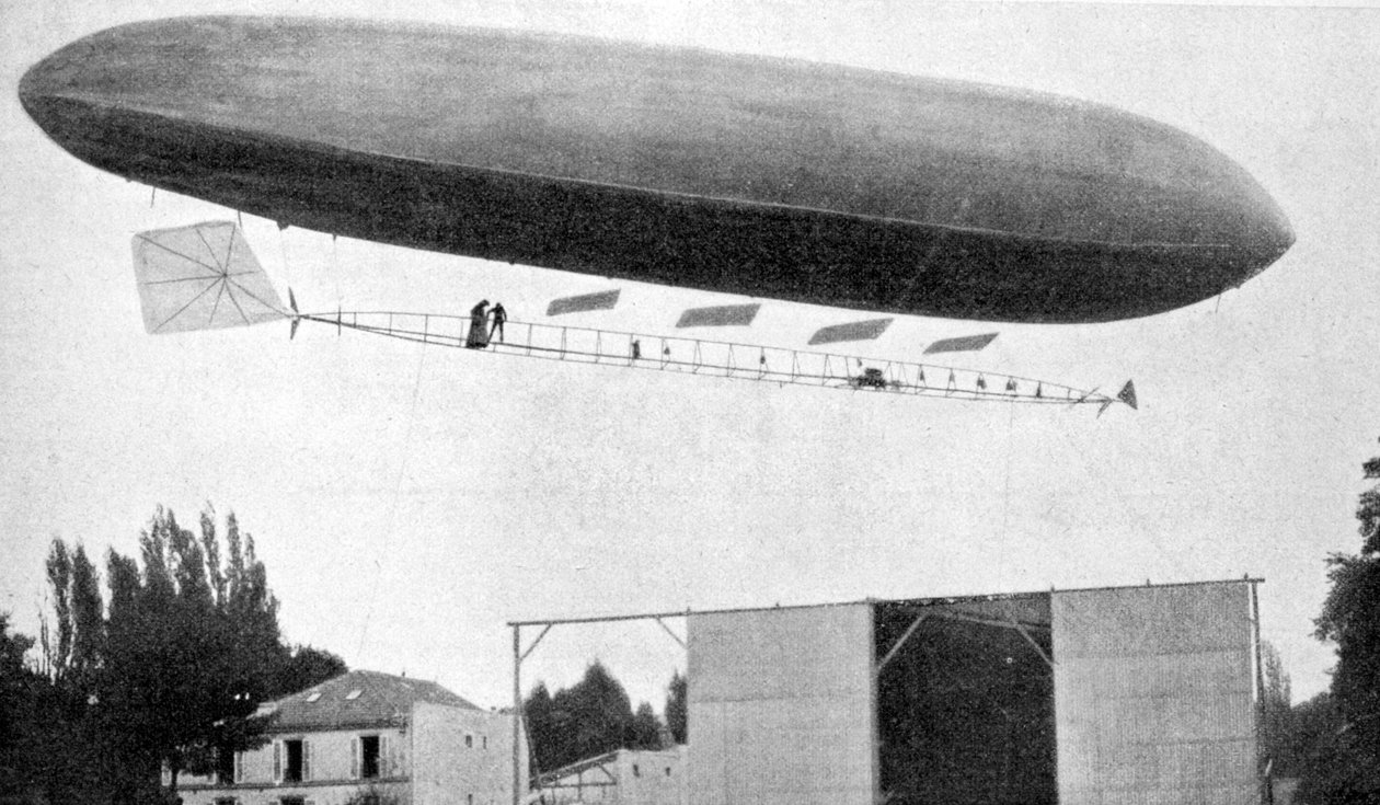 Alberto Santos-Dumont flyr luftskip nummer 10, 1903 av Unbekannt