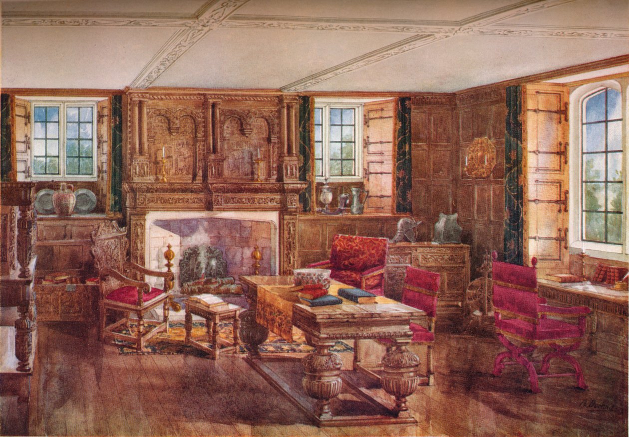 An Elizabethan Living Room, c1800-tallet, 1923 av Unbekannt