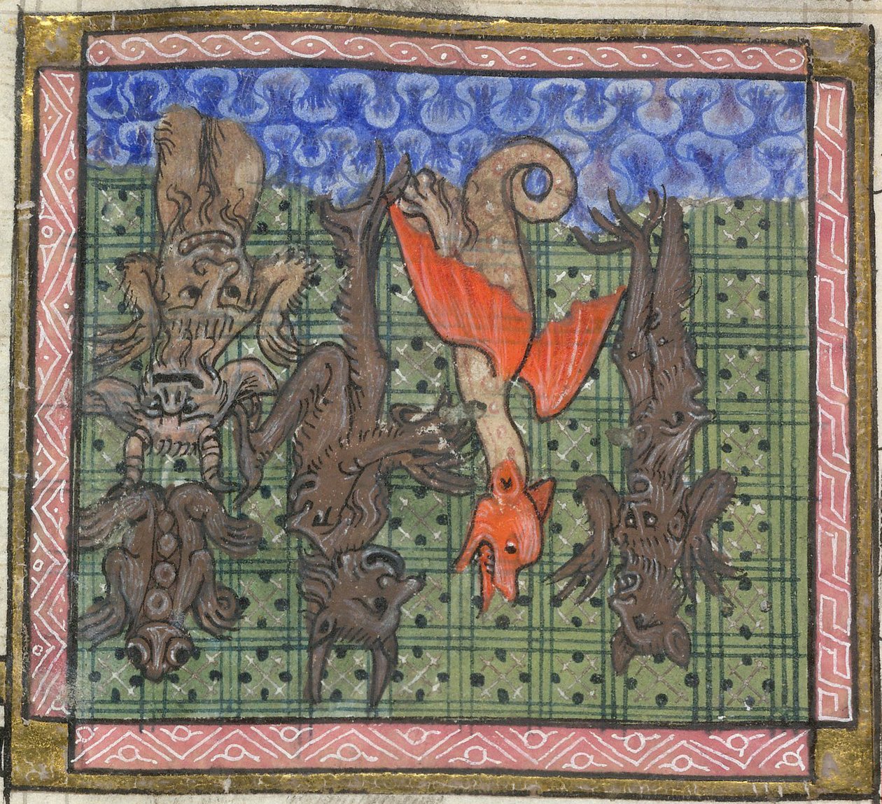 Apokalypse, detalj: Demoner faller fra himmelen, ca 1370-1375 av Unbekannt