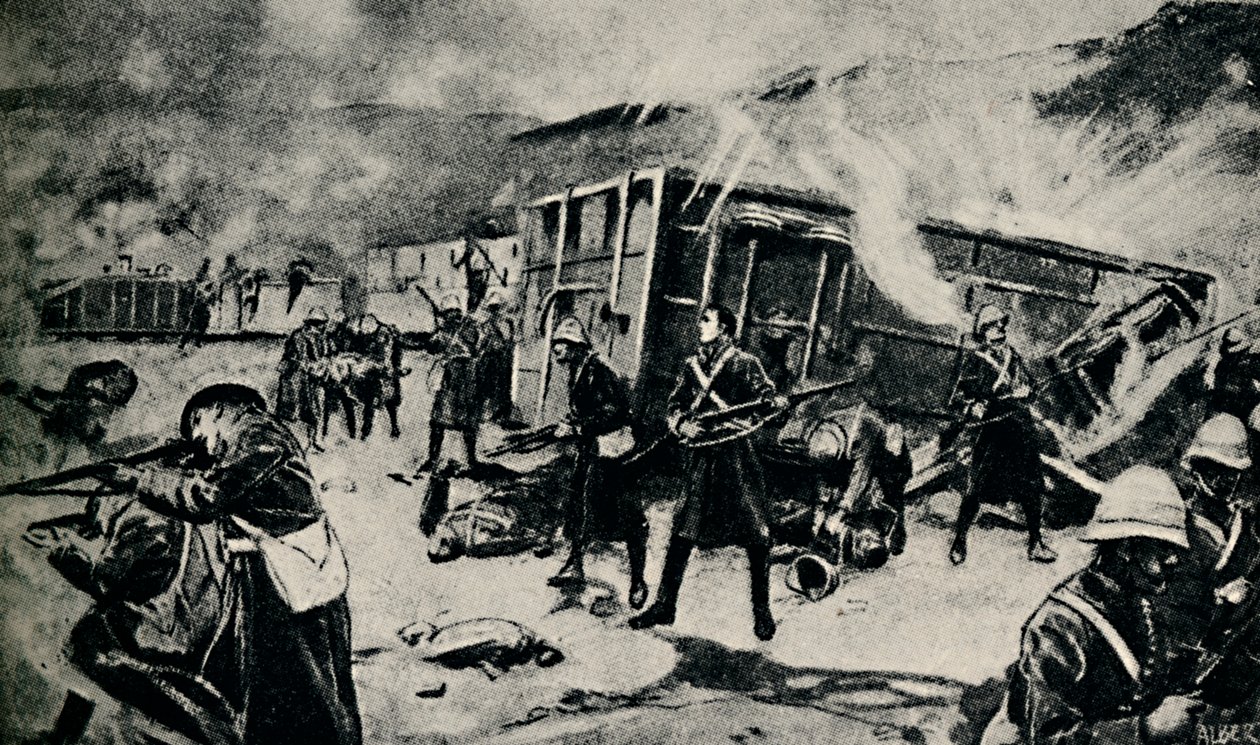 Pansret tog i bakhold ved Estcourt, november 1899, 1945. av Unbekannt