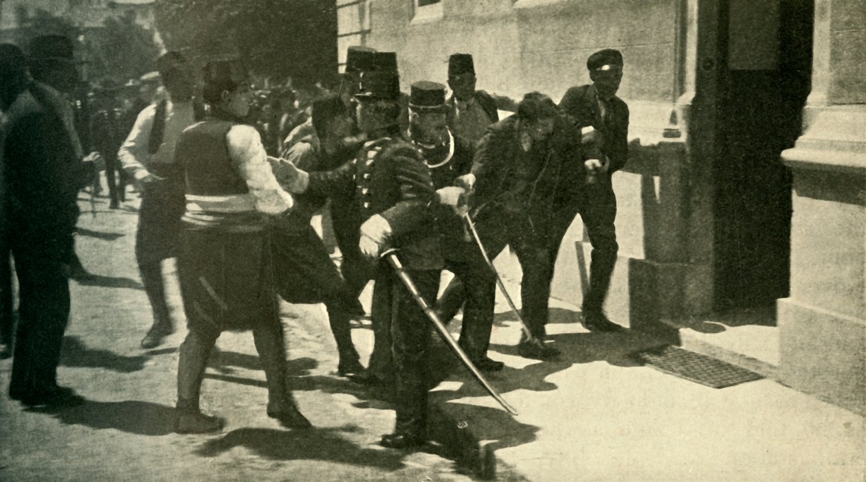Arrestasjon av Gavrilo Princip ... Sarajevo, 28. juni 1914, c1920. av Unbekannt