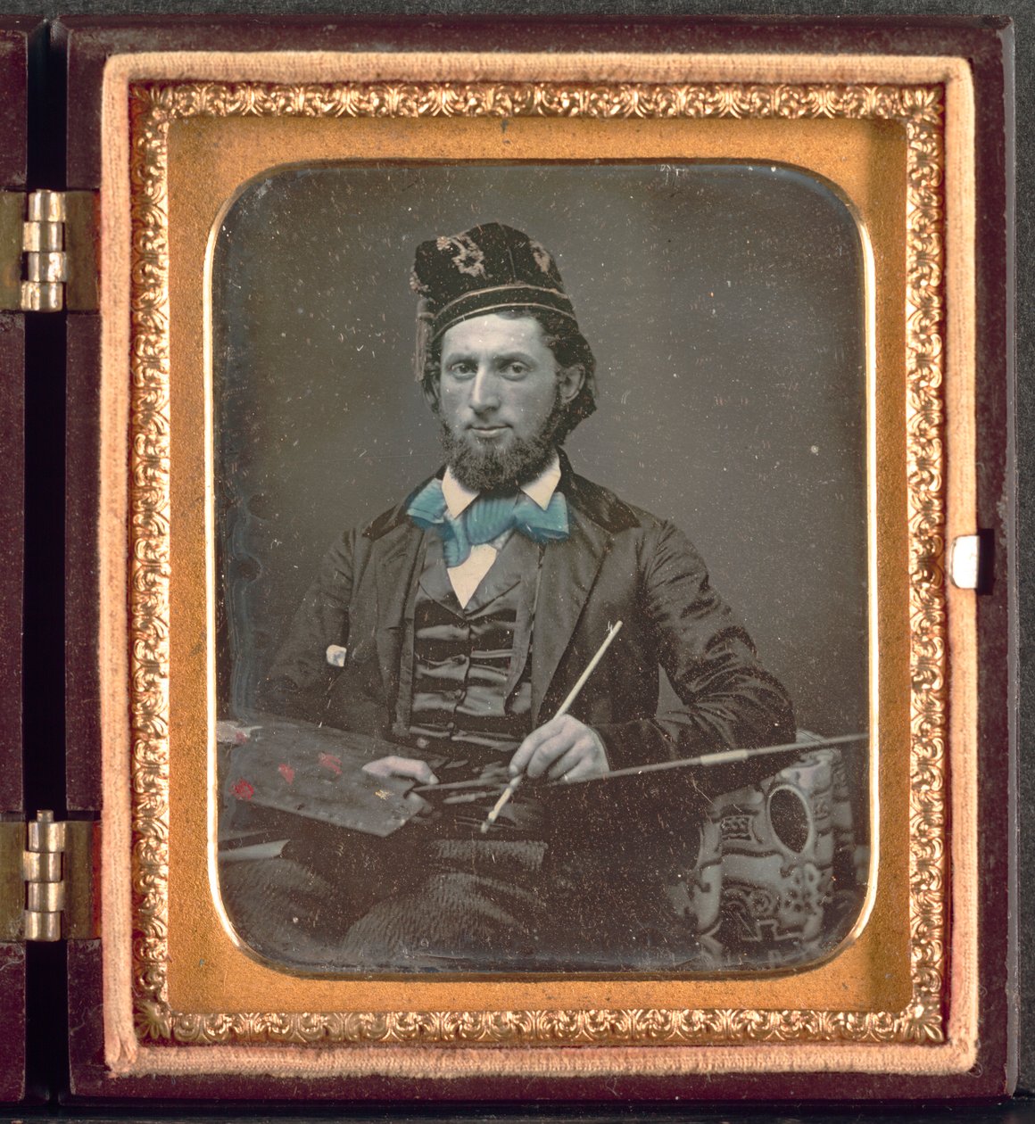 Kunstner med sin palett og børster, ca. 1850-tallet. av Unbekannt