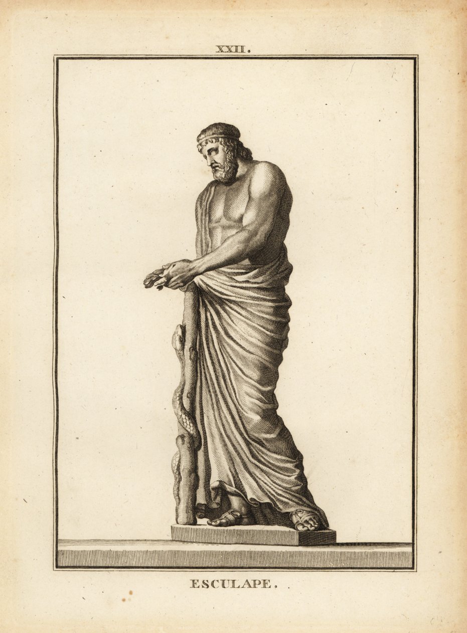 Asclepius, gresk medisingud med slange-flettet stav av Unbekannt