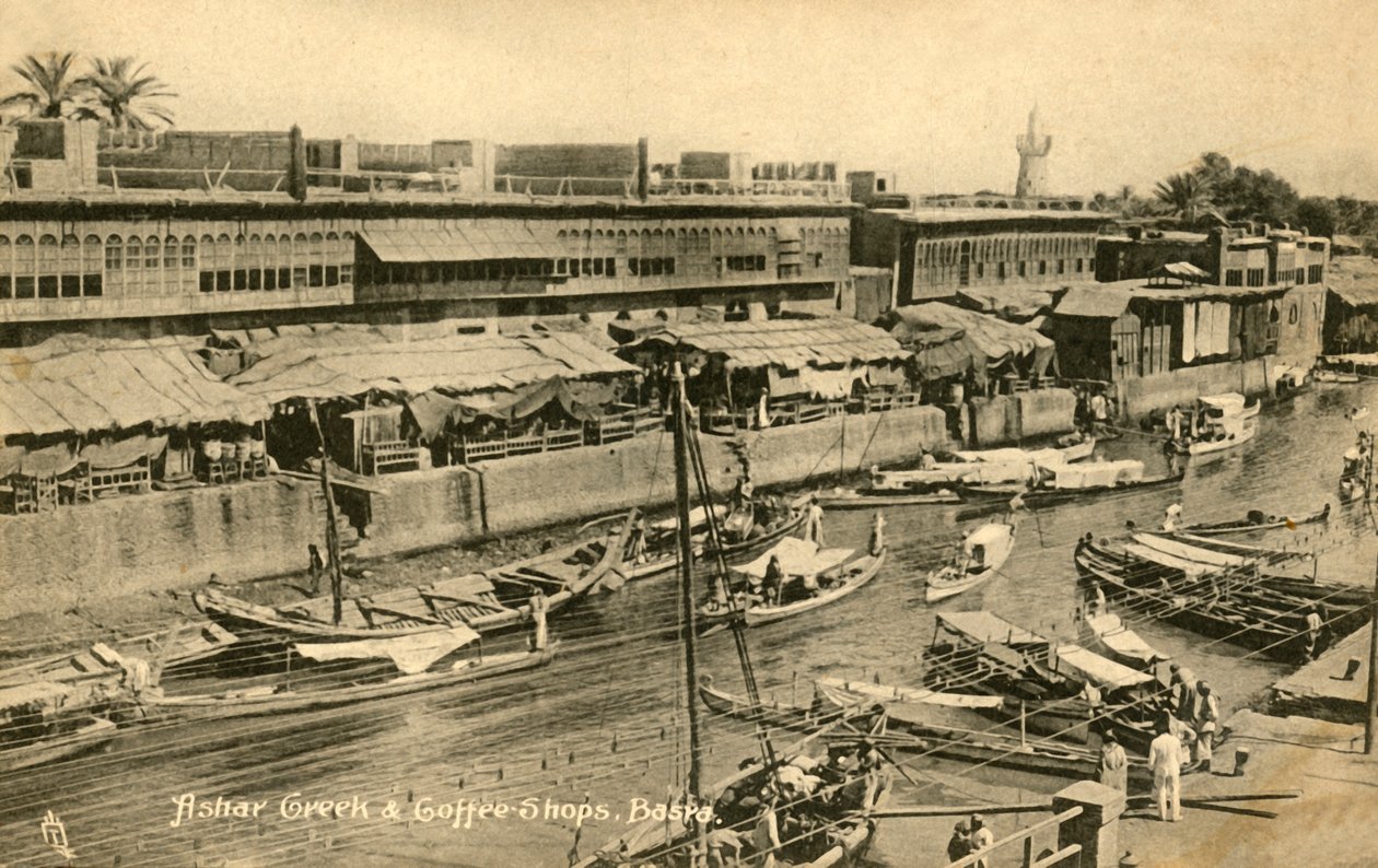 Ashar Creek & Coffee Shops, Basra, c1918-c1939. av Unbekannt