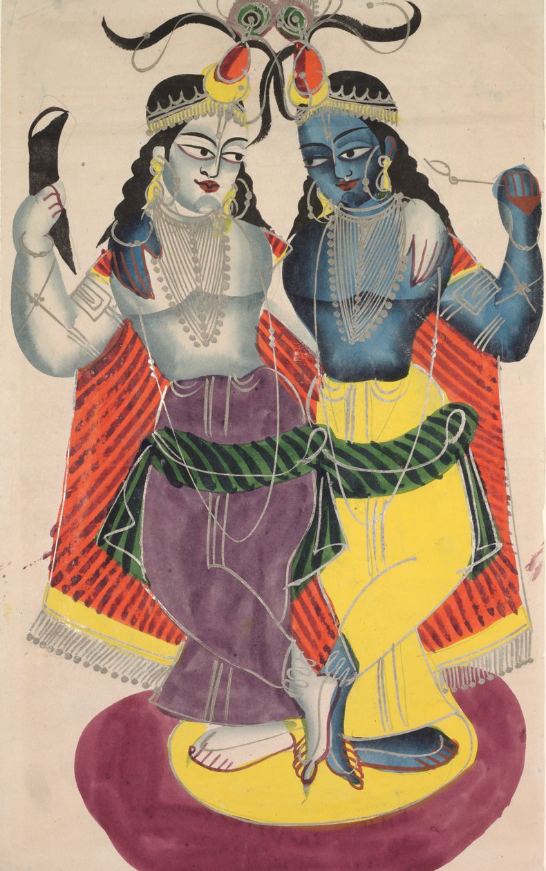 Balarama og Krishna, 1800-tallet. av Unbekannt