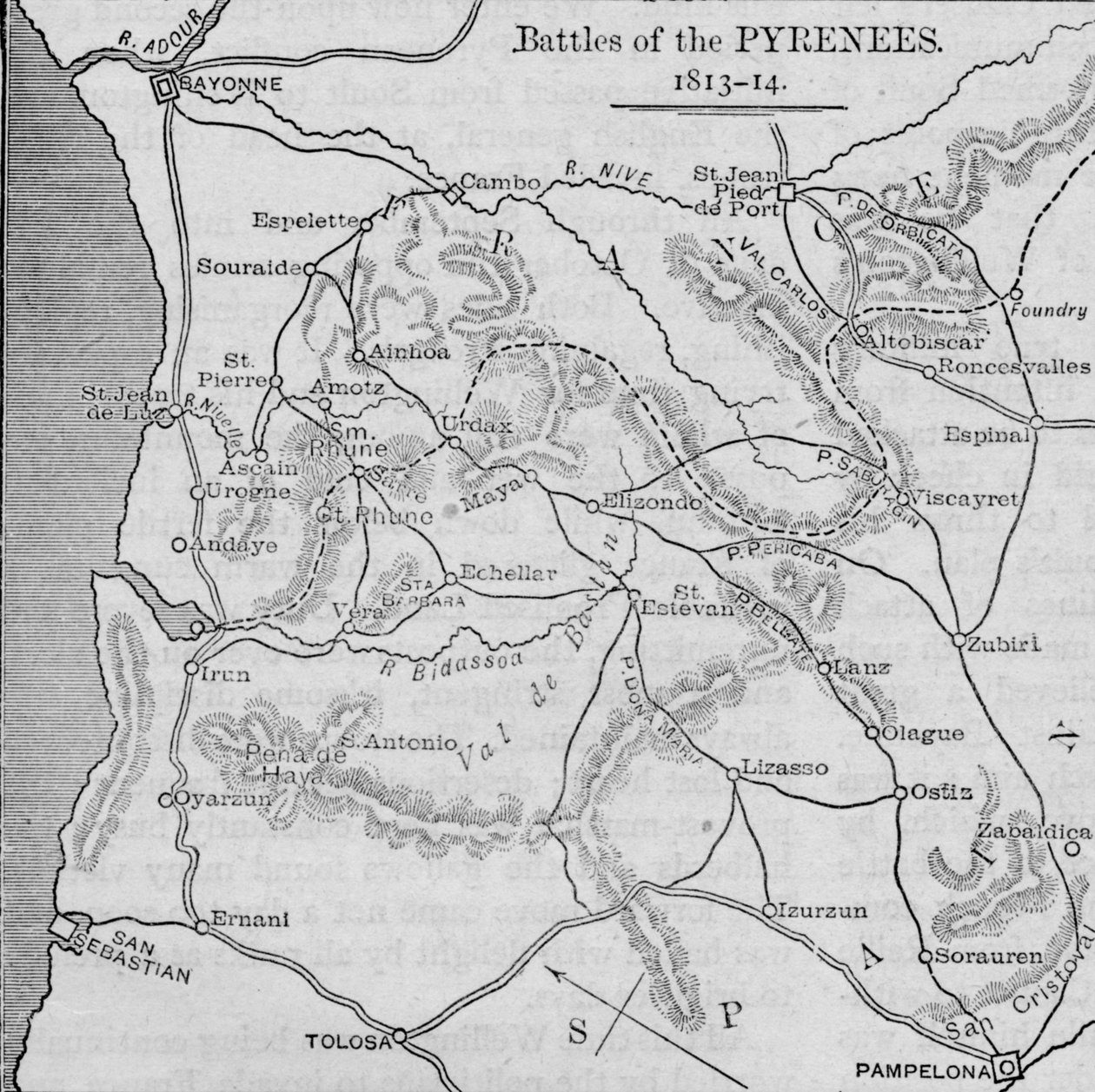 Battles of the Pyrenees: Sketch Map, 1902 av Unbekannt