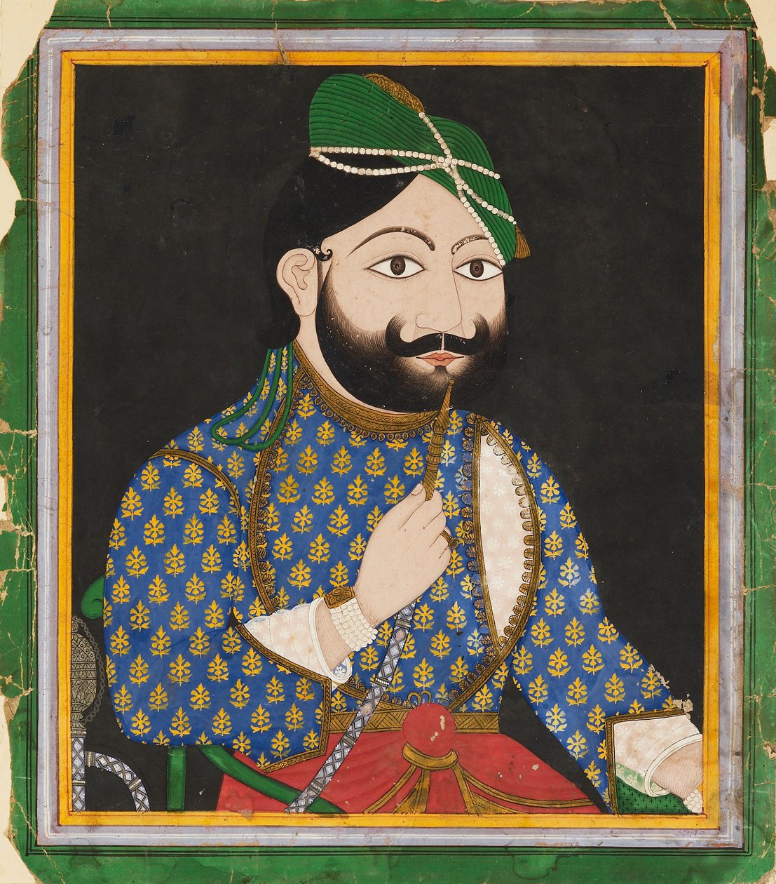 Skjeggete mann iført en grønn turban, 1800-tallet av Unbekannt