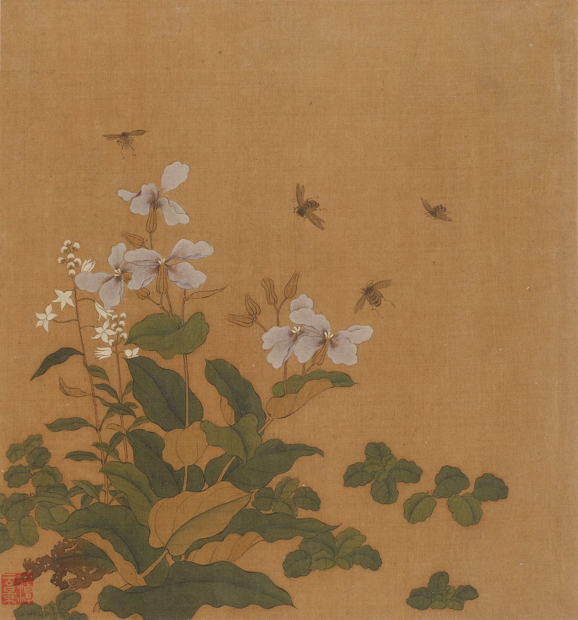 Bier som svever over blomster, Qing-dynastiet, 1700-tallet. av Unbekannt