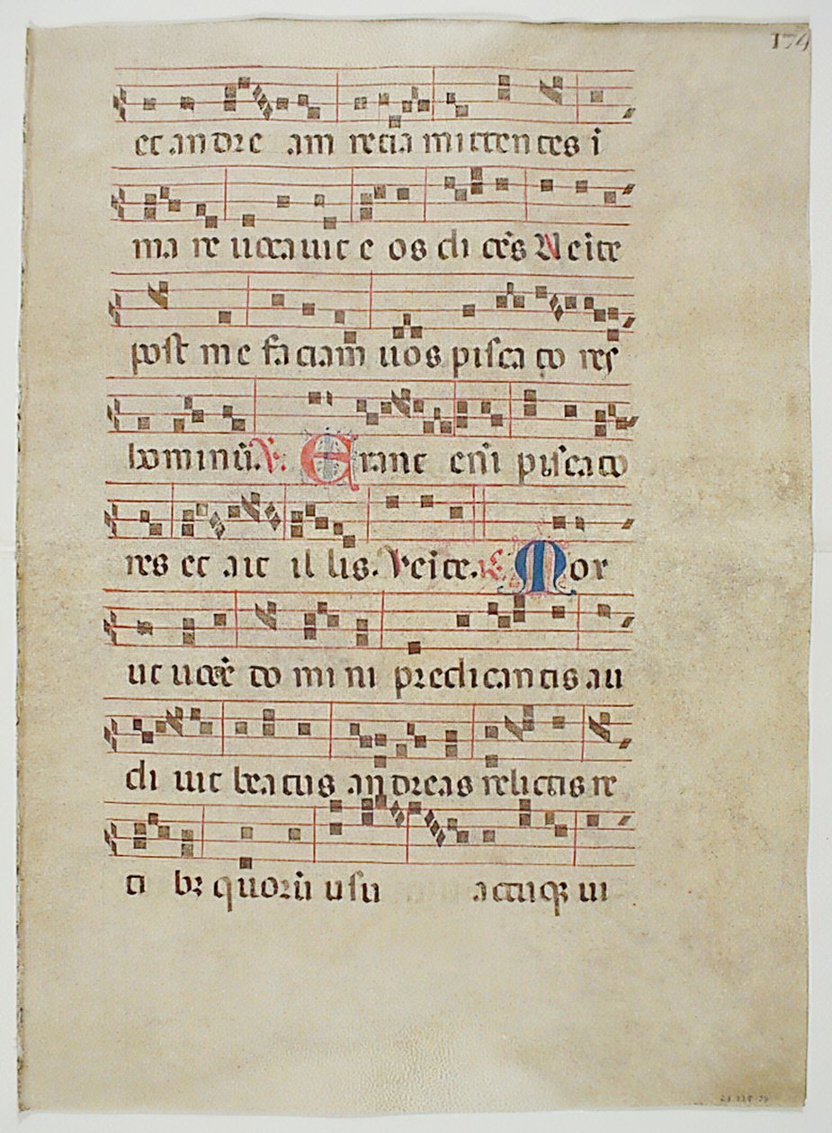 Bifolium fra et antifonarium, italiensk, 1300-tallet. av Unbekannt