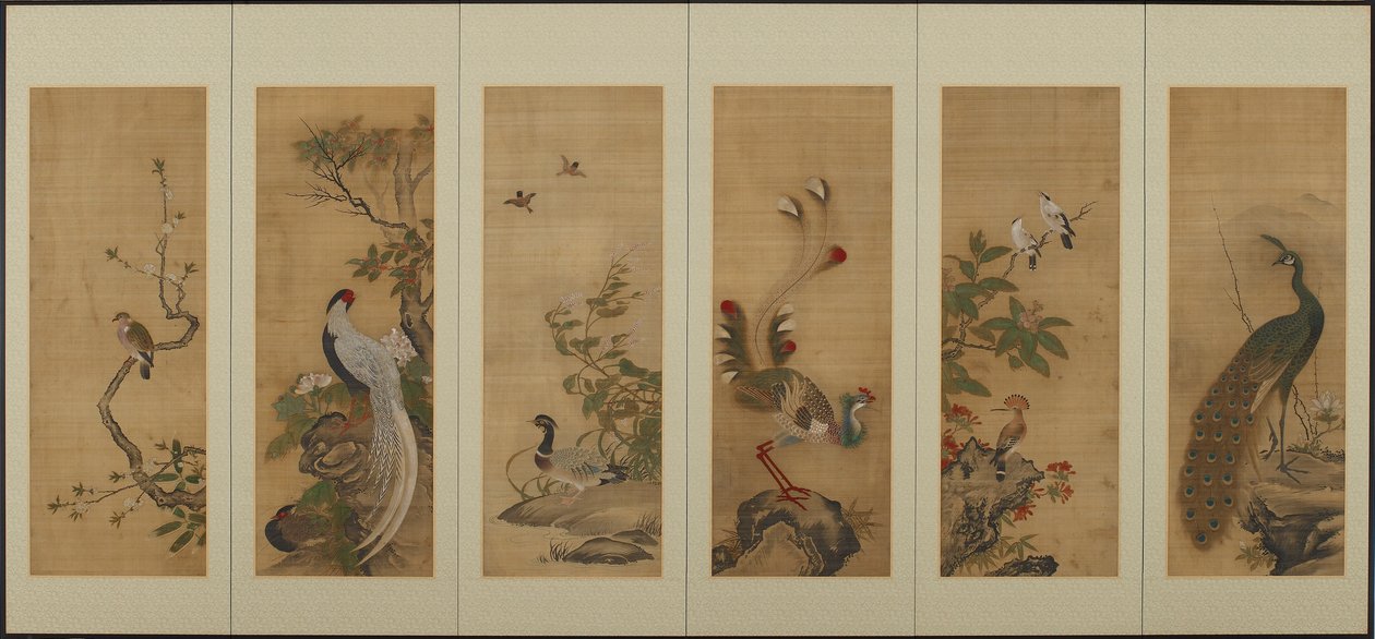 Fugler og blomster, Edo-perioden, 1700-tallet. av Unbekannt