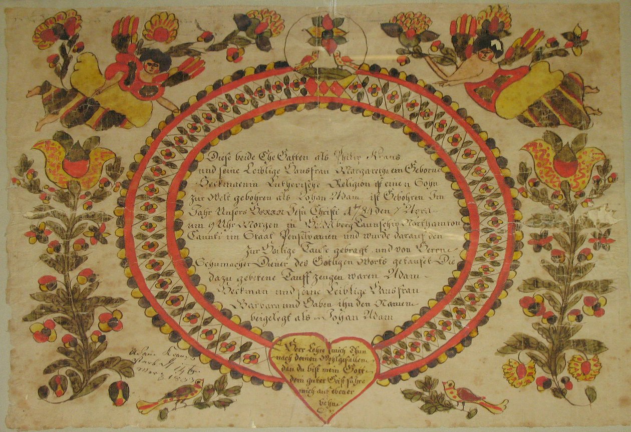 Fødsels- og dåpsattest, 1784. av Unbekannt