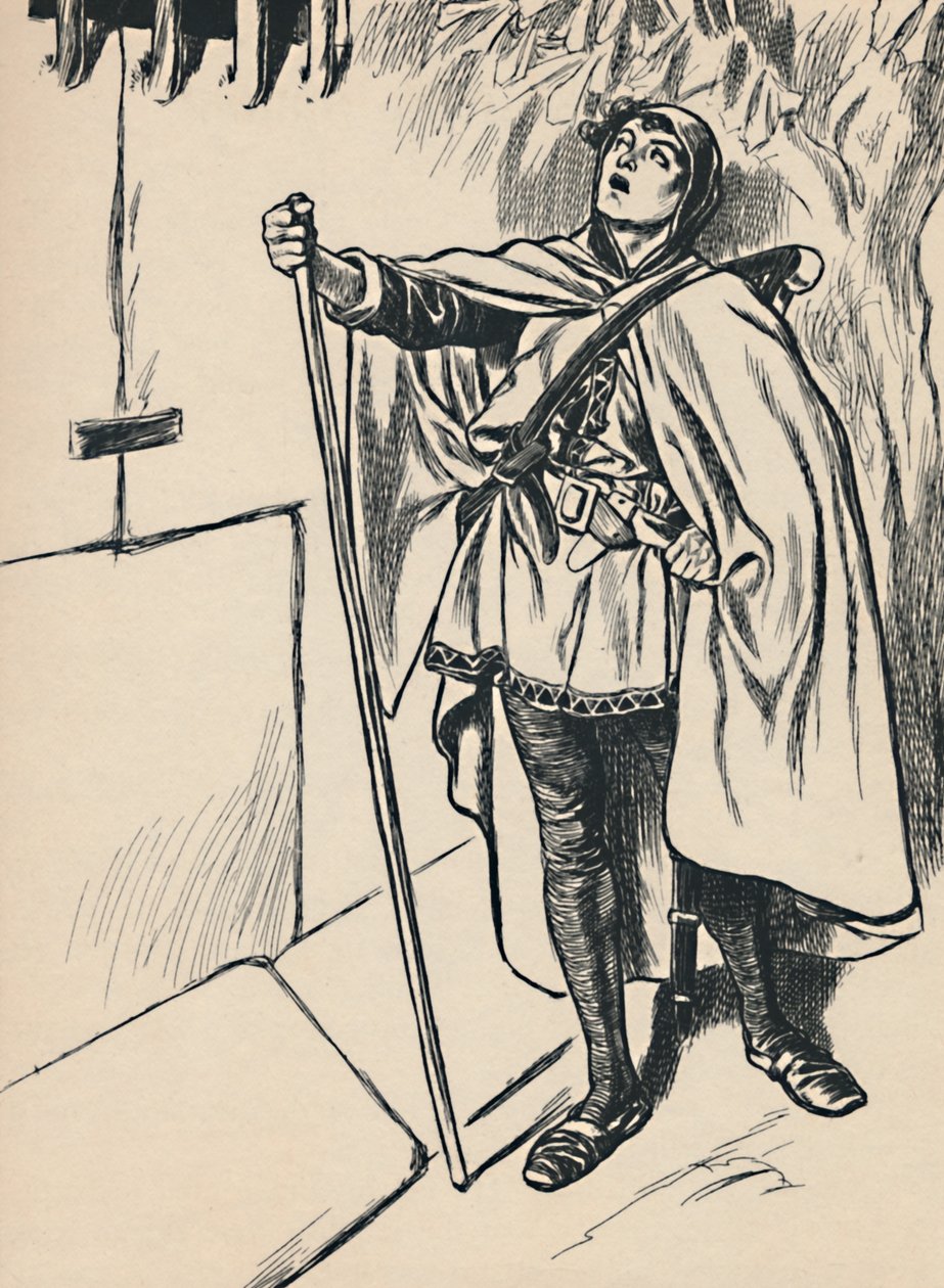 Blondel synger under Richards-vinduet, c1907 av Unbekannt