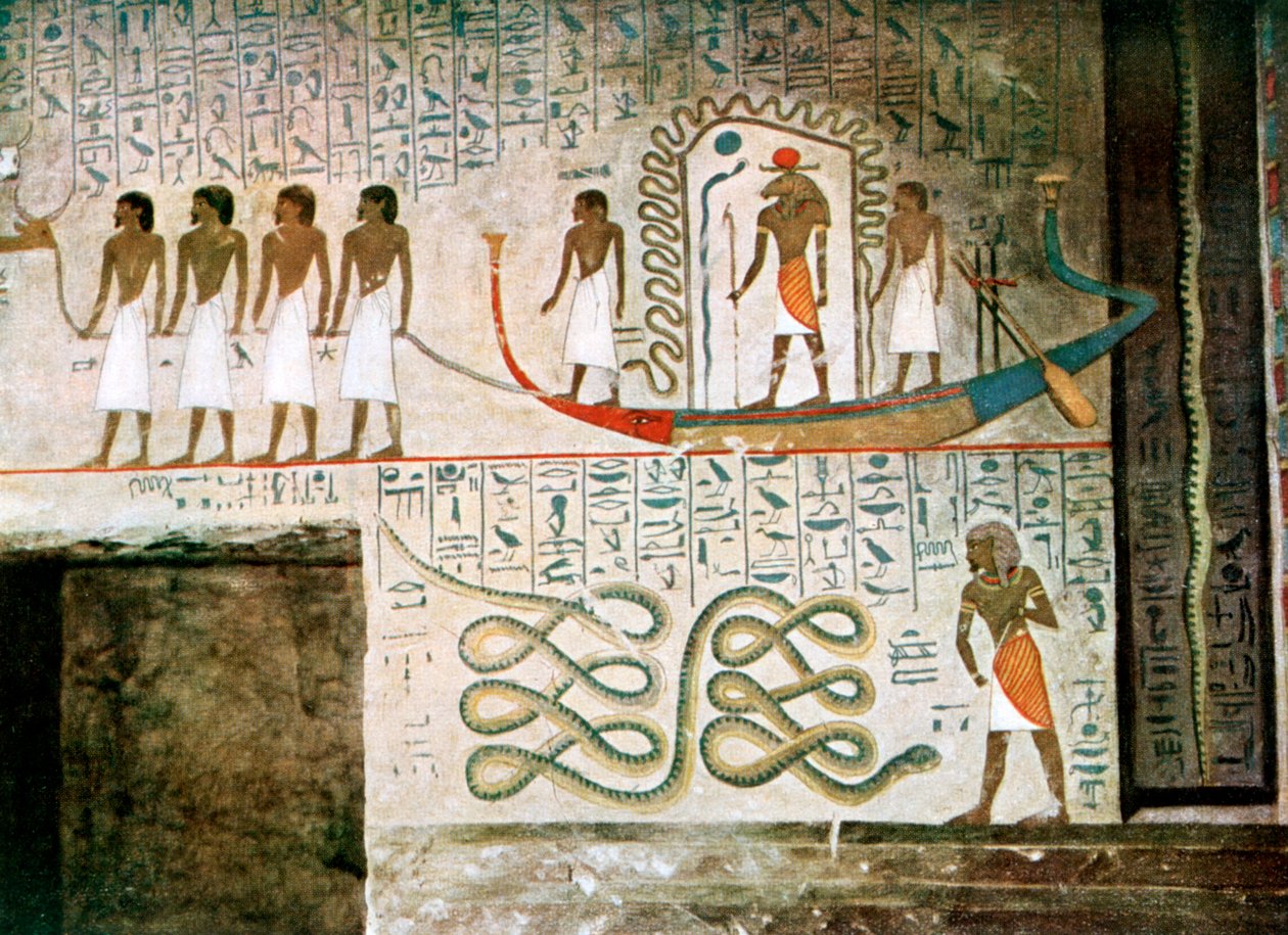 Båtscene, Adelsgravene, Theben, Egypt av Unbekannt