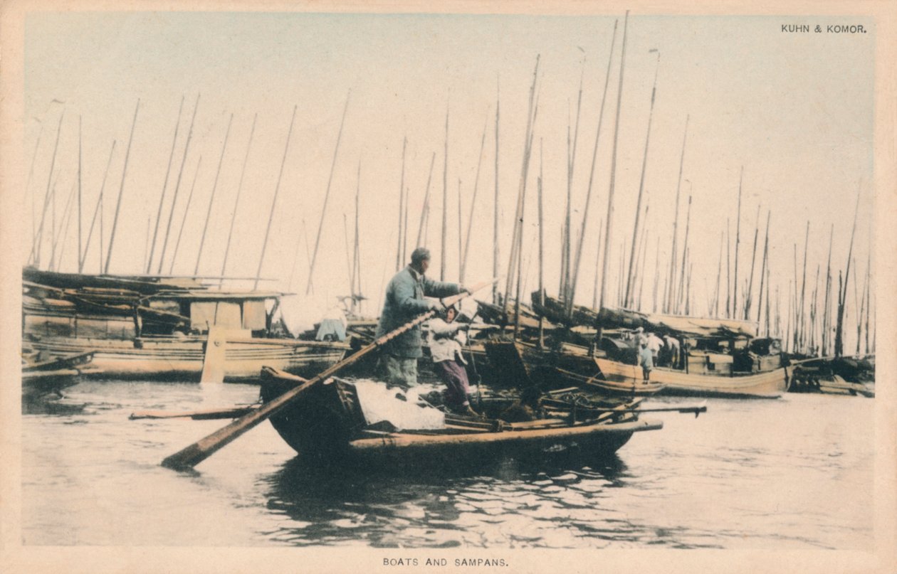 Båter og Sampans, c1910. av Unbekannt