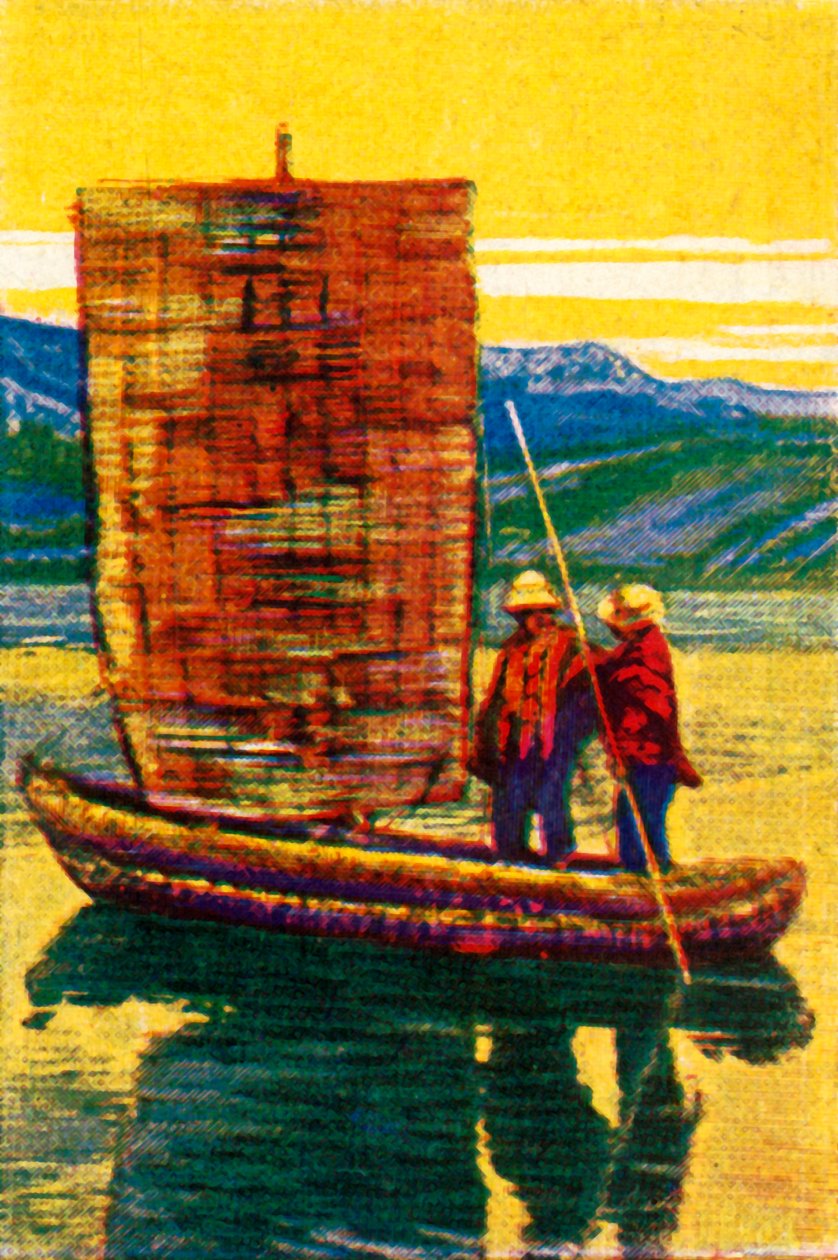 Boliviansk seilflåte laget av siv, c1928. av Unbekannt