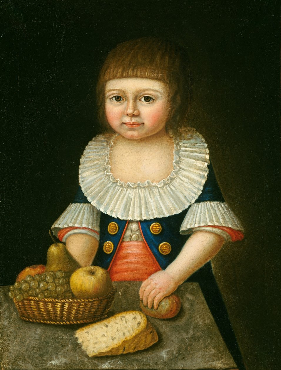 Gutt med en kurv med frukt, ca. 1790. av Unbekannt