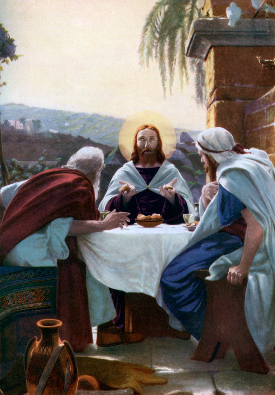 Breaking of Bread at Emmaus, 1926 av Unbekannt
