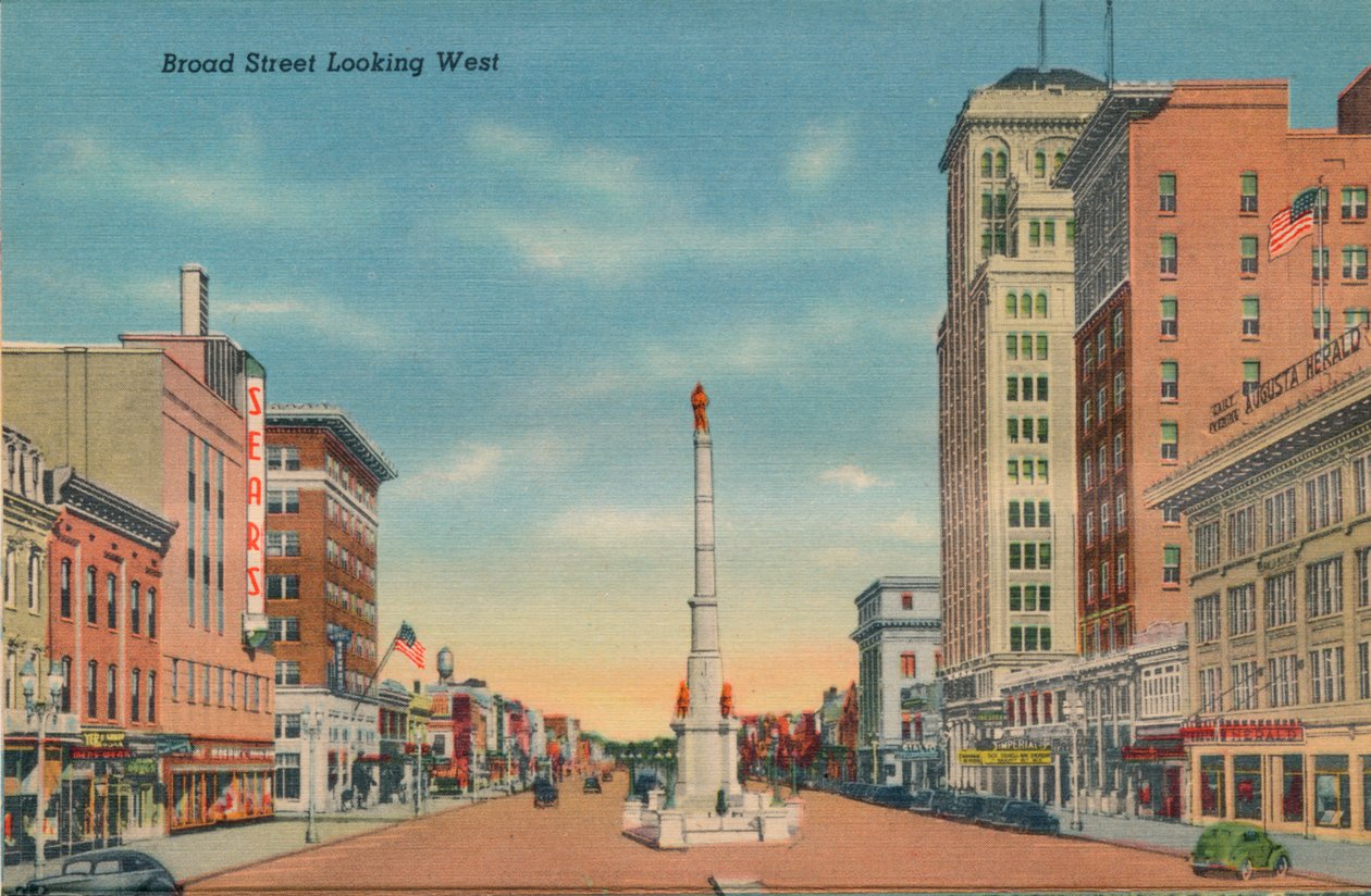 Broad Street, Looking West, Augusta, Georgia, 1943 av Unbekannt