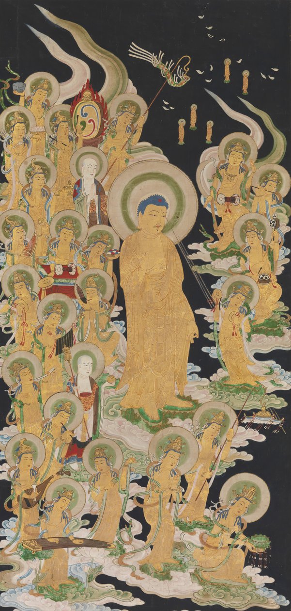 Buddha og ledsagere, 1600-1700-tallet. av Unbekannt