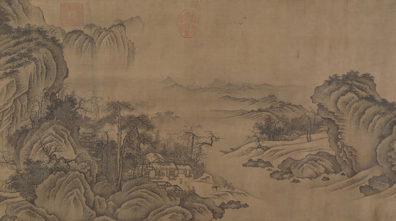 Buddhistiske templer midt i høstfjellene, 1300-tallet. av Unbekannt