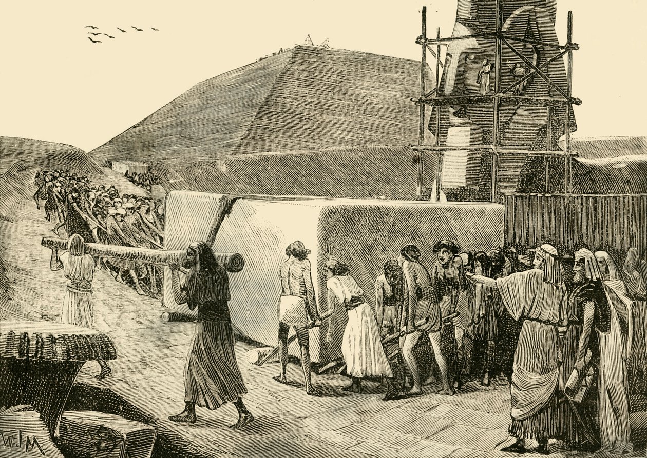 Bygge en pyramide, 1890. av Unbekannt