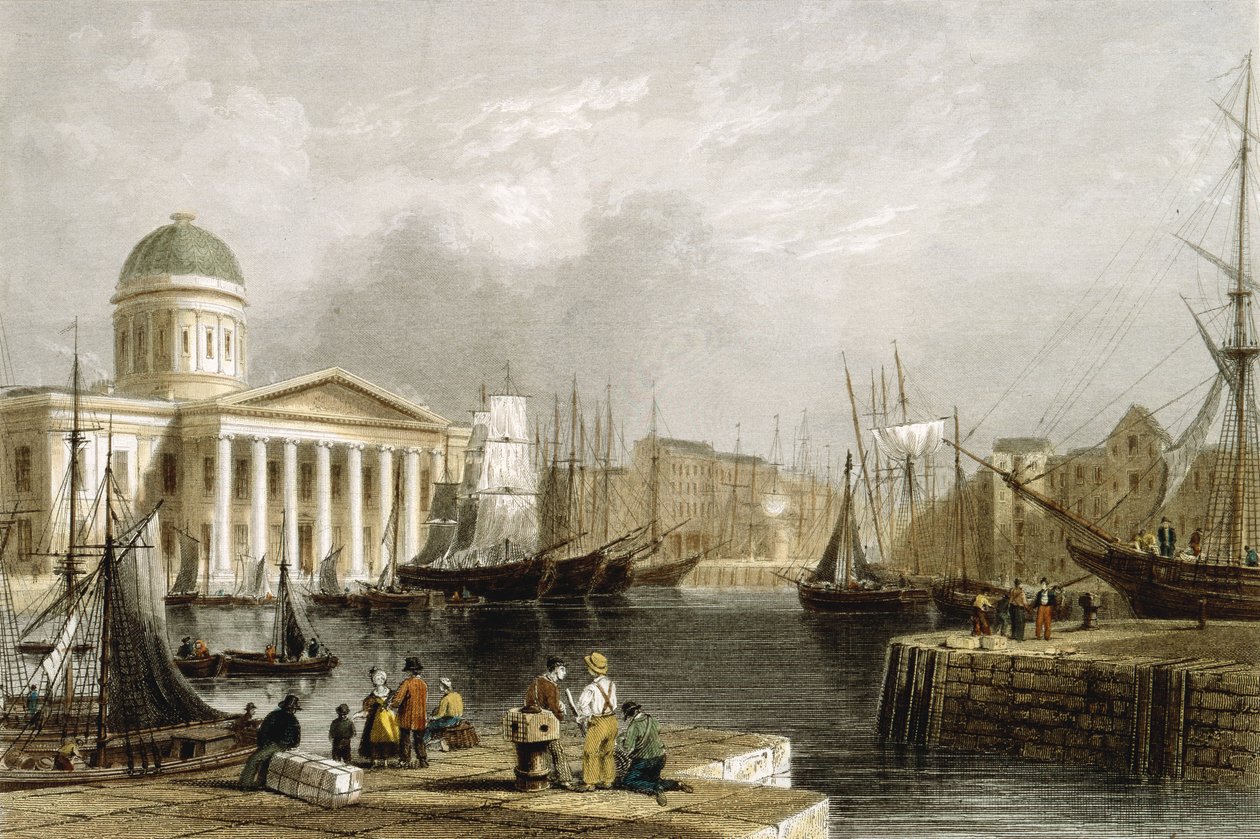 Canning Dock, Liverpool, viser Custom House, 1841 av Unbekannt