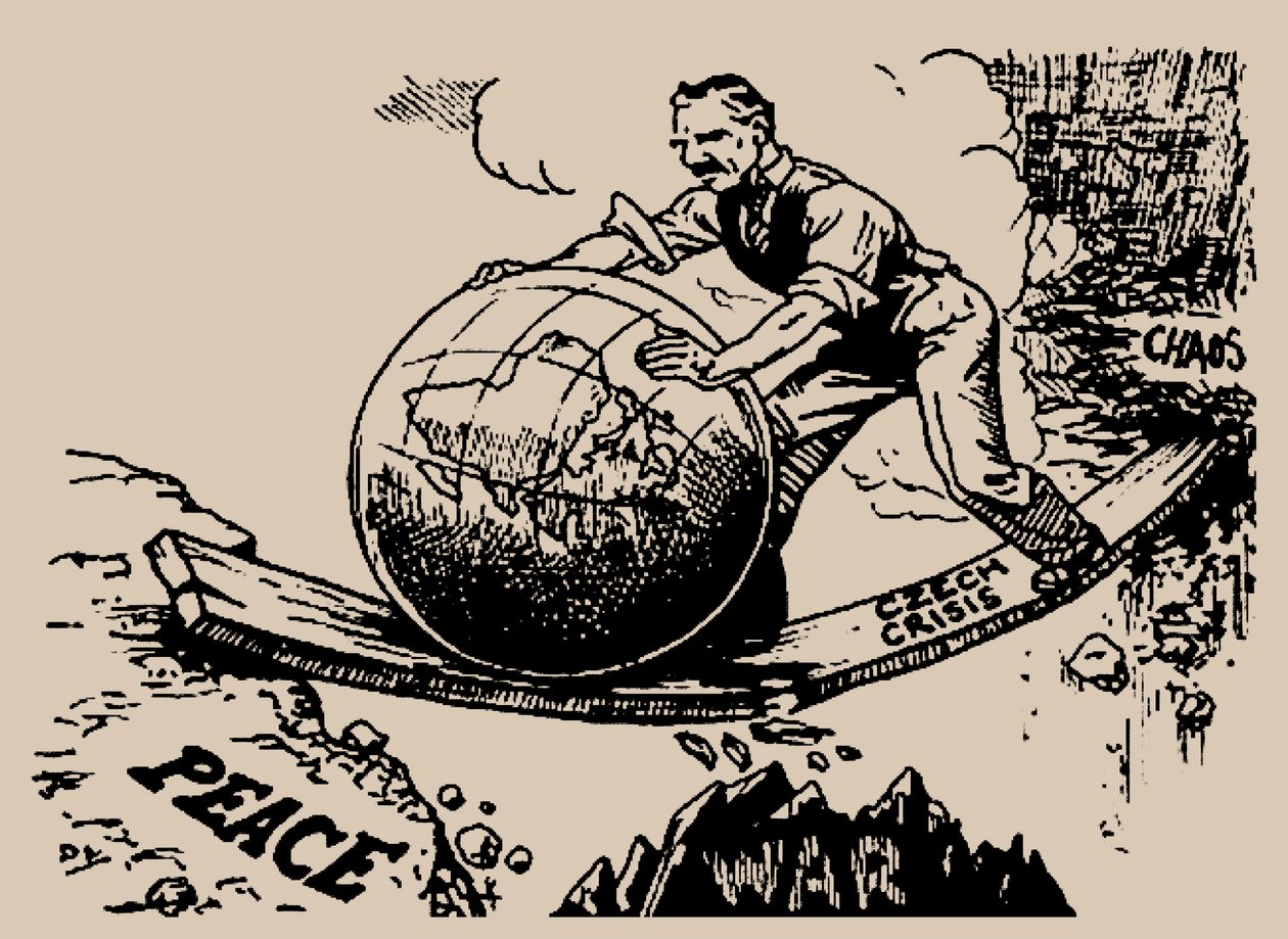 Chamberlain ruller verden mot fred, 1938. av Unbekannt