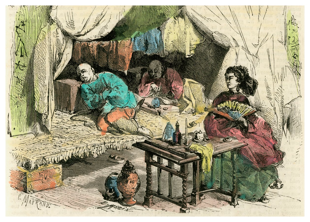 Kinesiske opiumsrøykere, 1800-tallet av Unbekannt