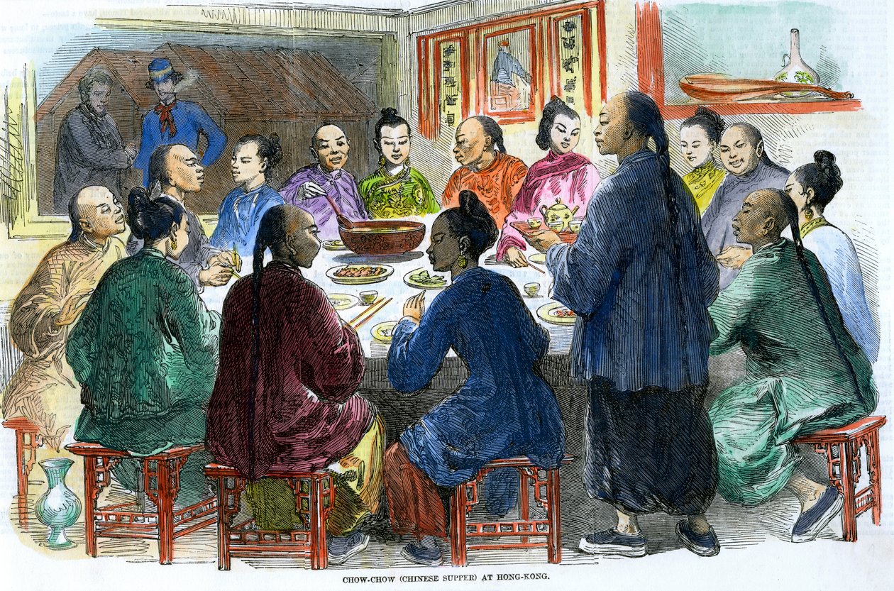 Chow-chow kinesisk kveldsmat i Hong Kong, c1875 av Unbekannt