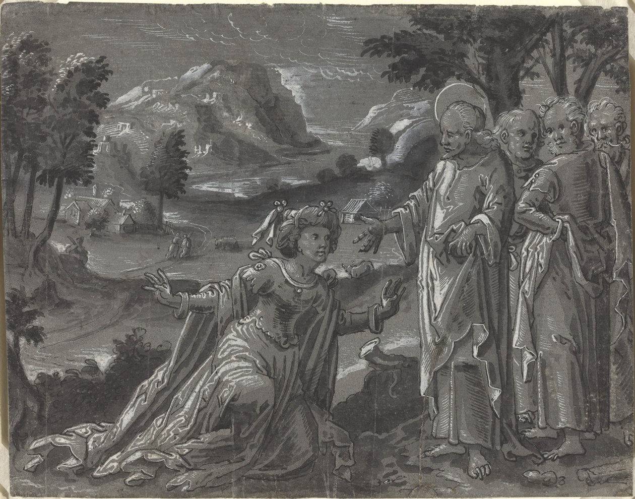 Kristus og utroskapen [recto], ca. 1600. av Unbekannt