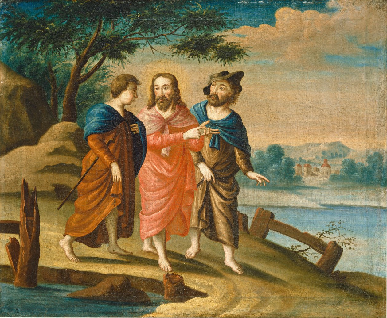 Kristus på veien til Emmaus, ca. 17251730. av Unbekannt