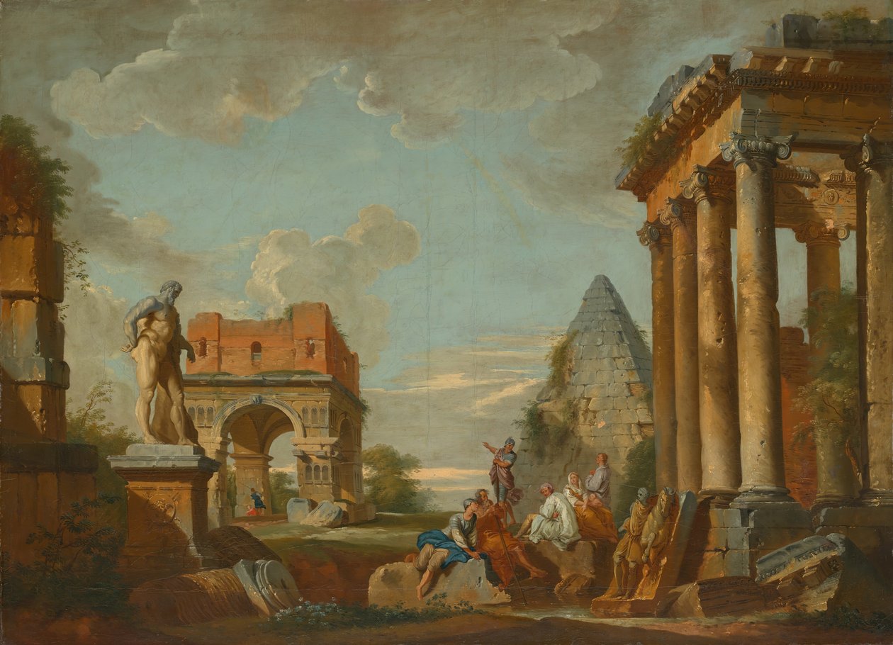 Klassisk landskap, ca.1750. av Unbekannt