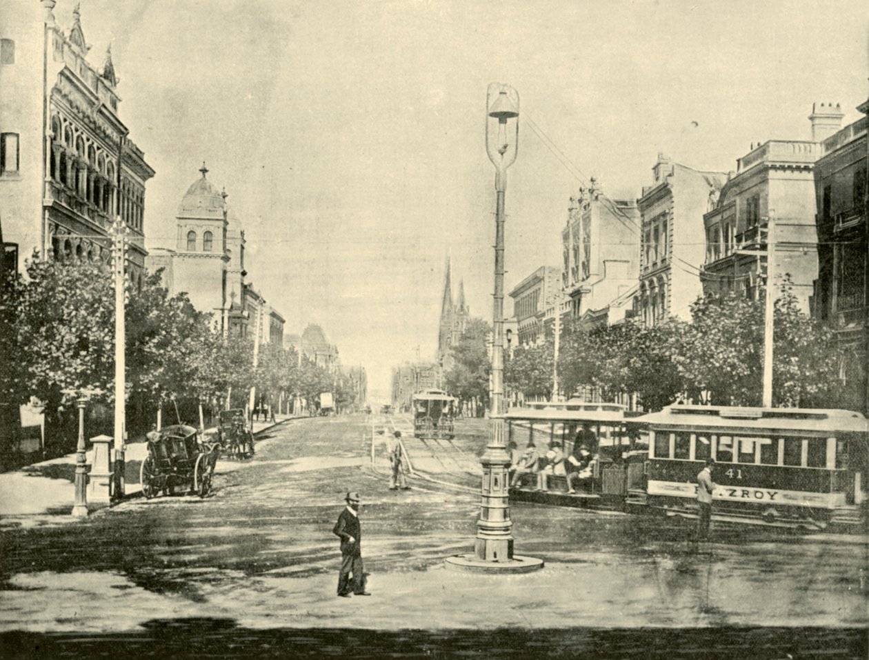 Collins Street, Melbourne, fra Treasury Buildings, 1901. av Unbekannt