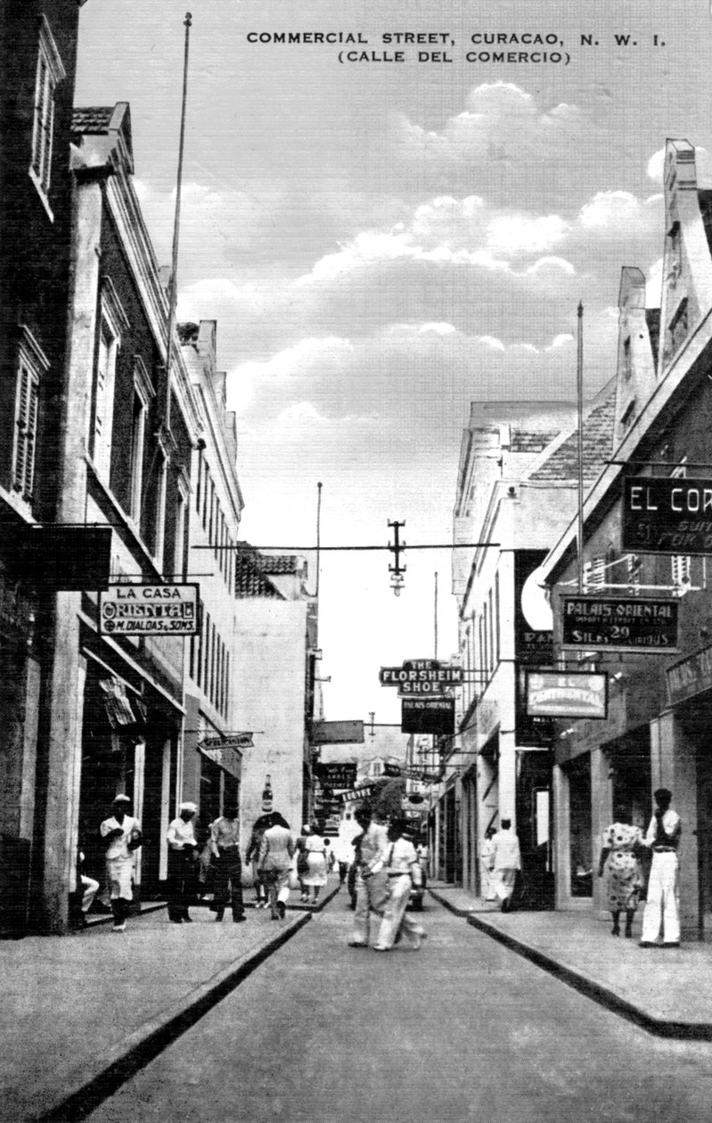 Commercial Street, Curacao, De nederlandske Antillene, ca 1900-tallet av Unbekannt