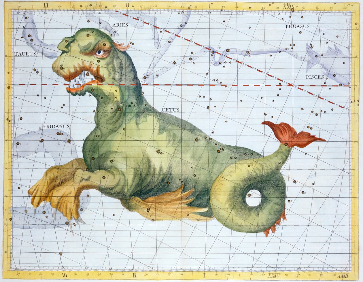 Constellation of Cetus the Whale, 1729 av Unbekannt