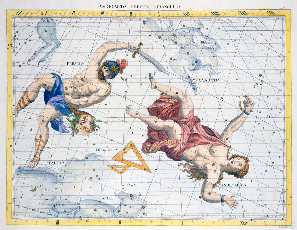 Konstellasjoner av Perseus og Andromeda, 1729 av Unbekannt