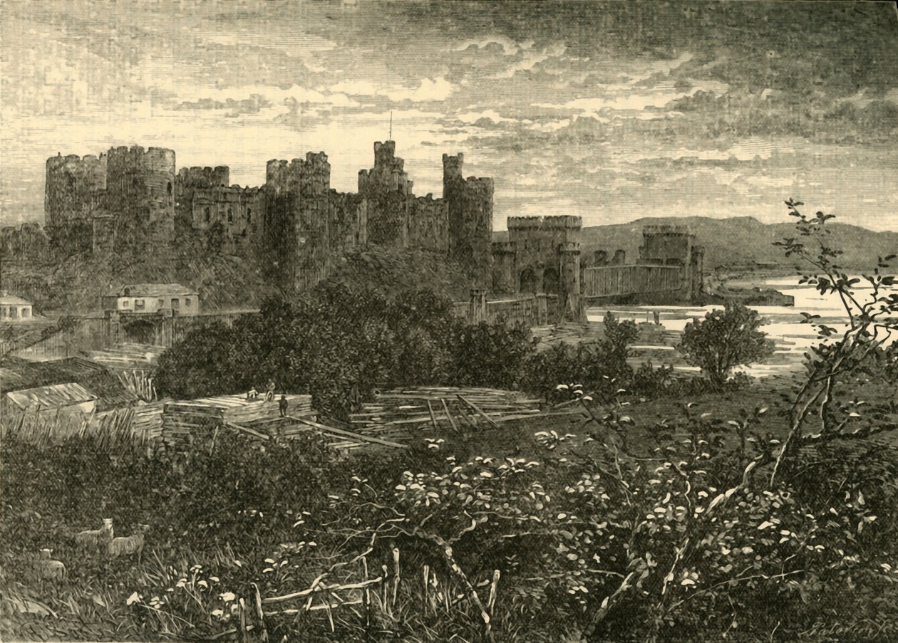 Conway Castle, fra veien til Llanrwst, 1898. av Unbekannt