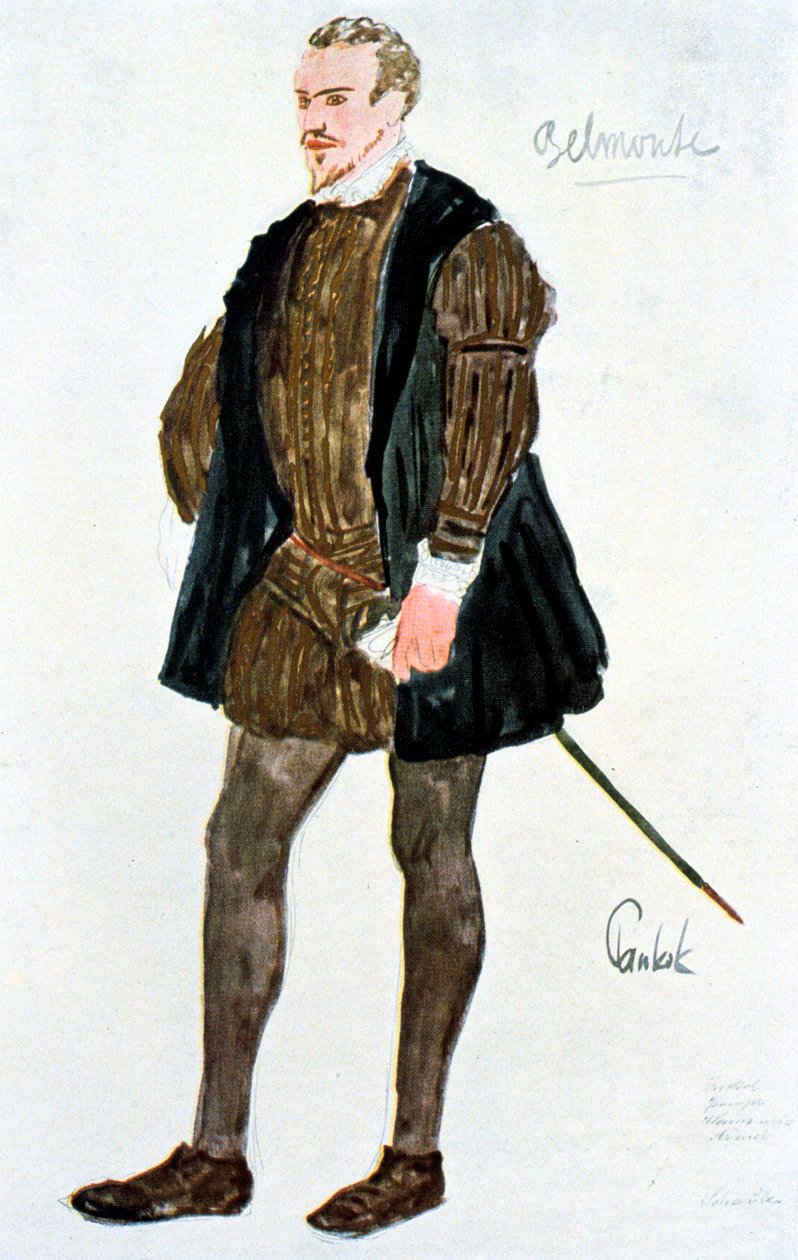Kostymedesign for Belmonte, c1913 av Unbekannt