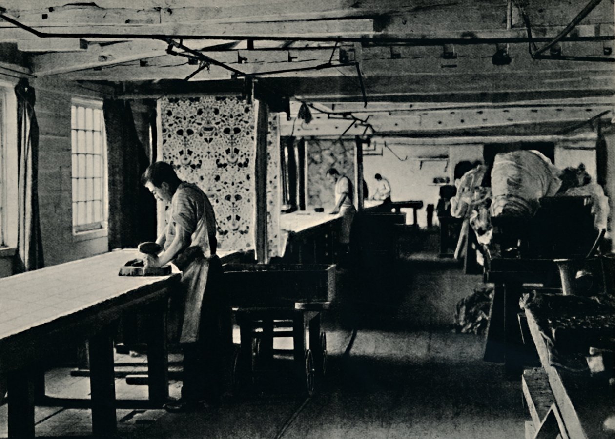 Cotton Printing ved Merton Abbey Works, c1884. av Unbekannt