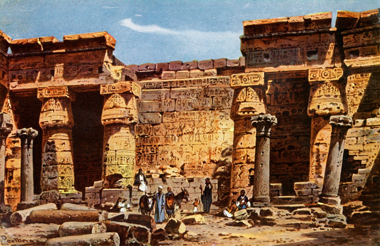 Gårdsplassen til tempelet til Medinet Hobou, c1918-c1939. av Unbekannt