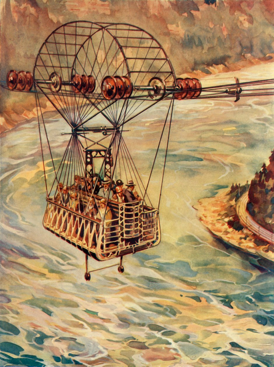 Krysser Niagarafallene med taubane, c1930. av Unbekannt