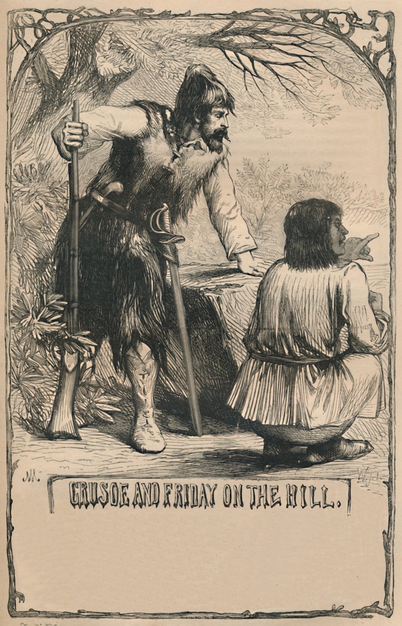 Crusoe og Friday On The Hill, c1870 av Unbekannt