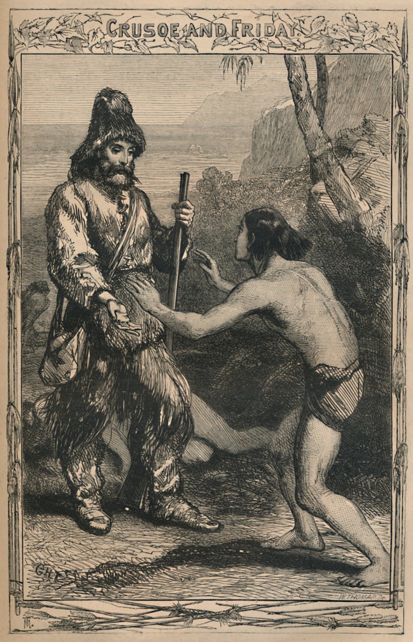 Crusoe og fredag, c1870 av Unbekannt