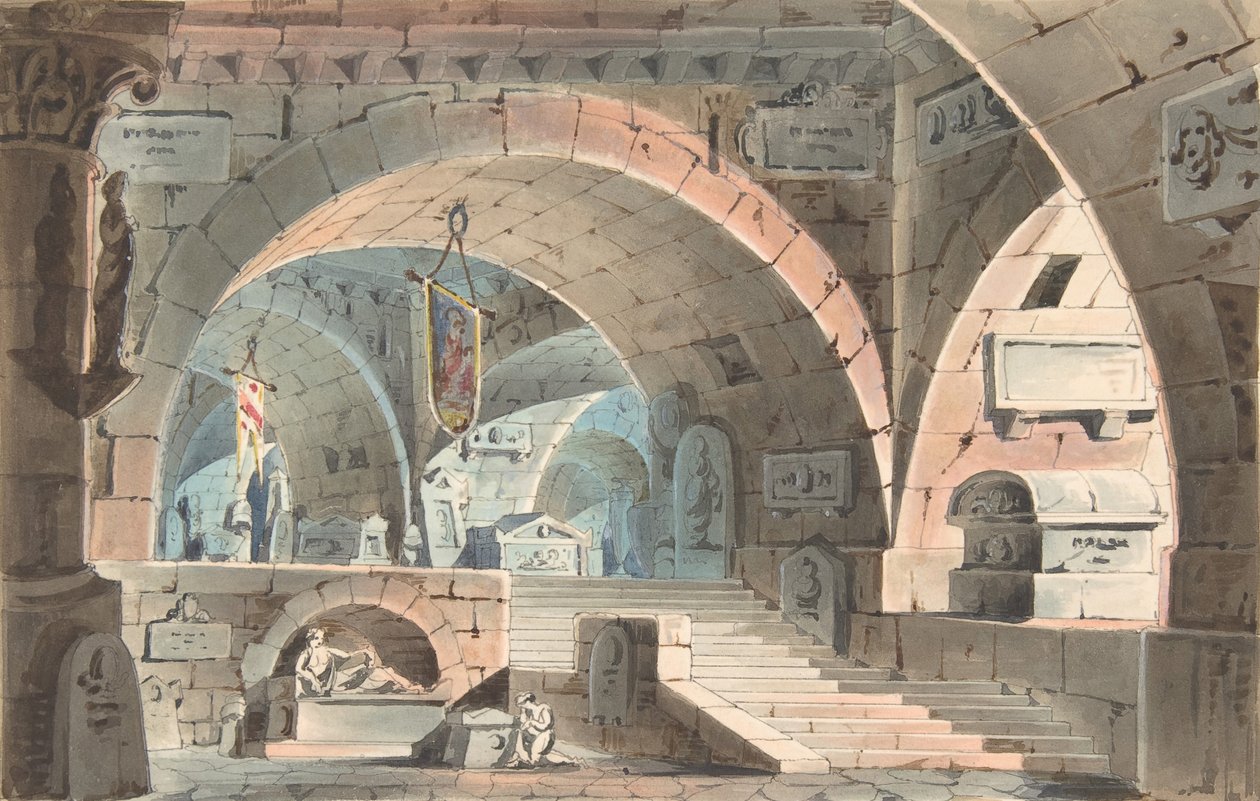 Krypt med en knelende sørgende, 1830-40. av Unbekannt