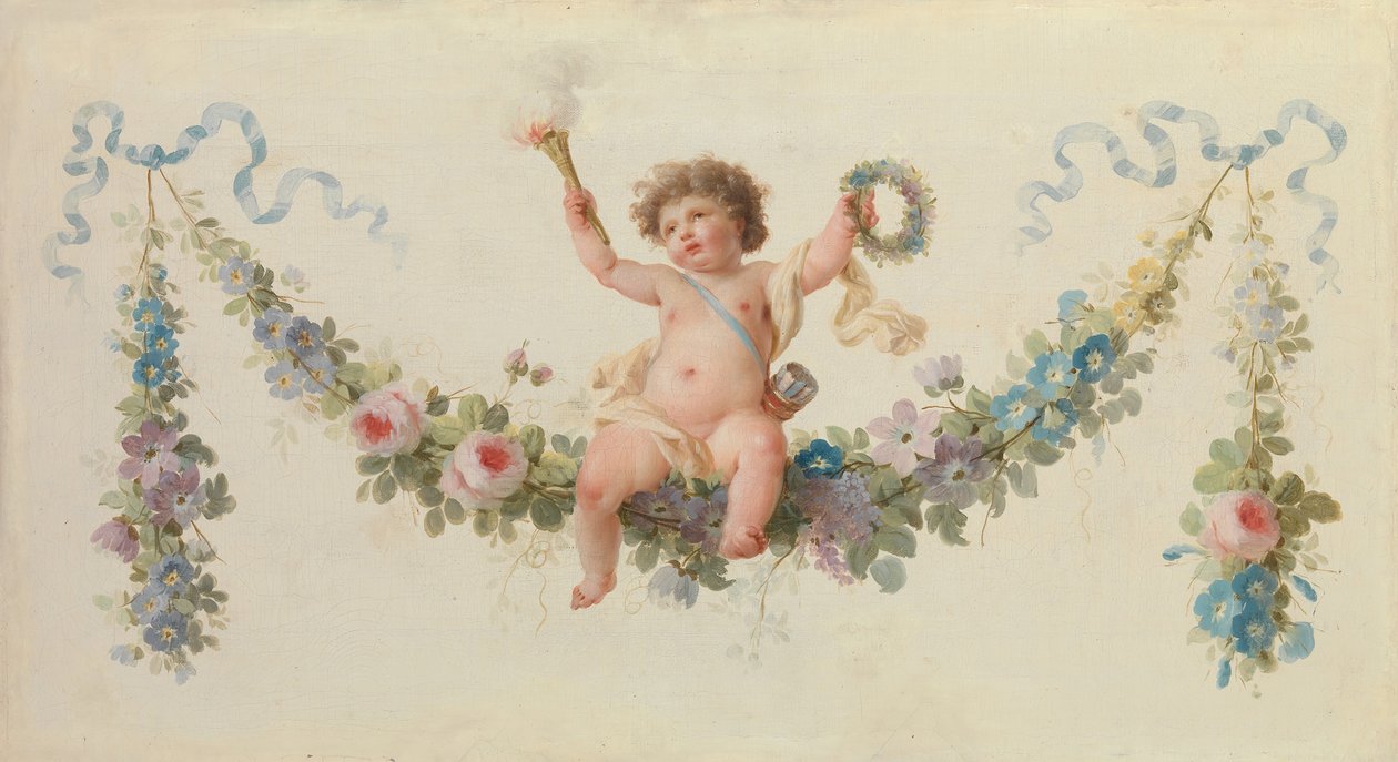 Amor sitter på en krans, 1770-90. av Unbekannt
