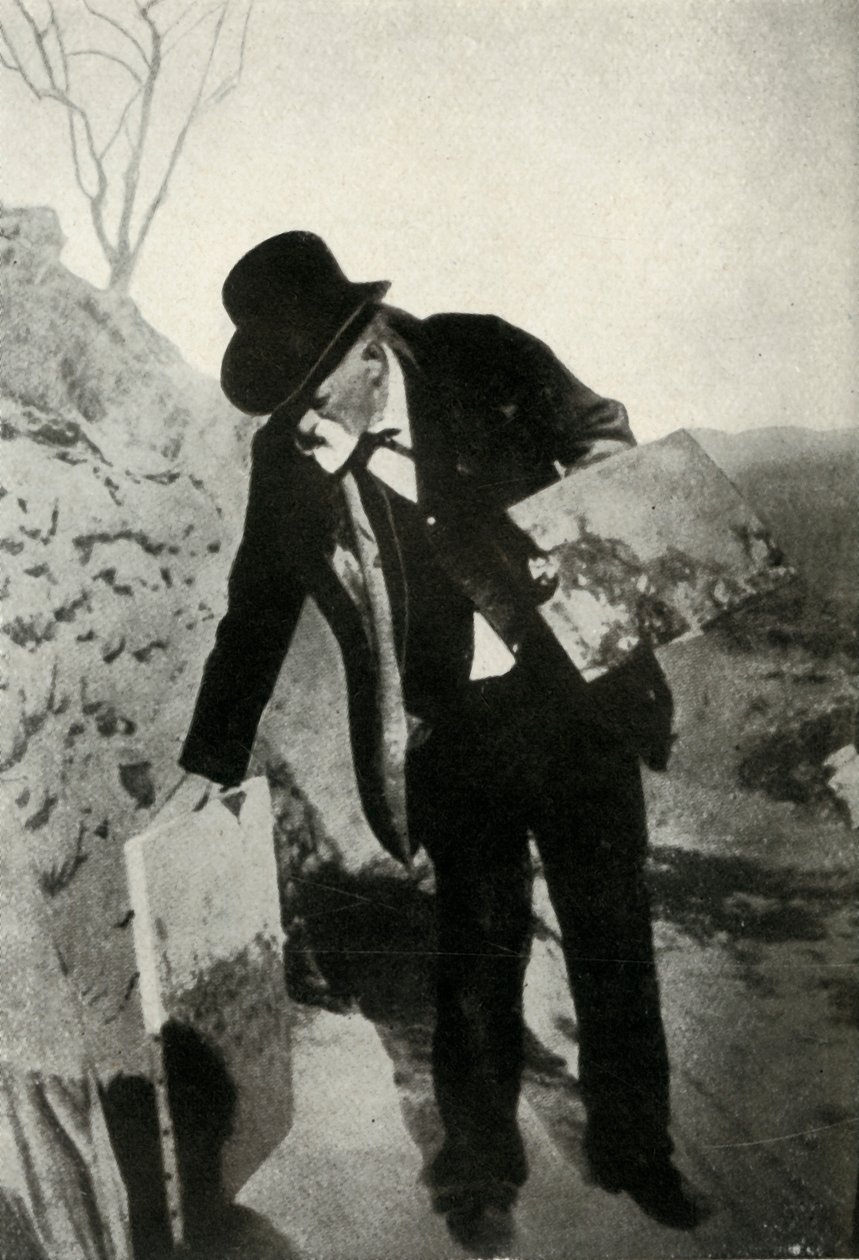 Cézanne med maleri og palett, c1900, 1947. av Unbekannt