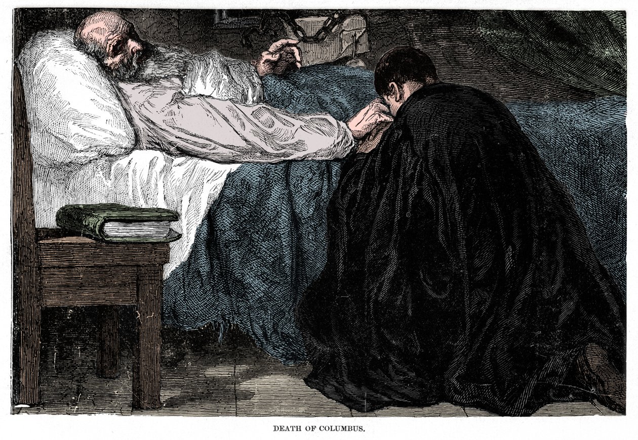 Christopher Columbus' død, 1506, 1872. av Unbekannt