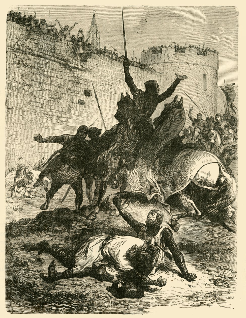 Simon De Montforts død, 1218, 1890. av Unbekannt