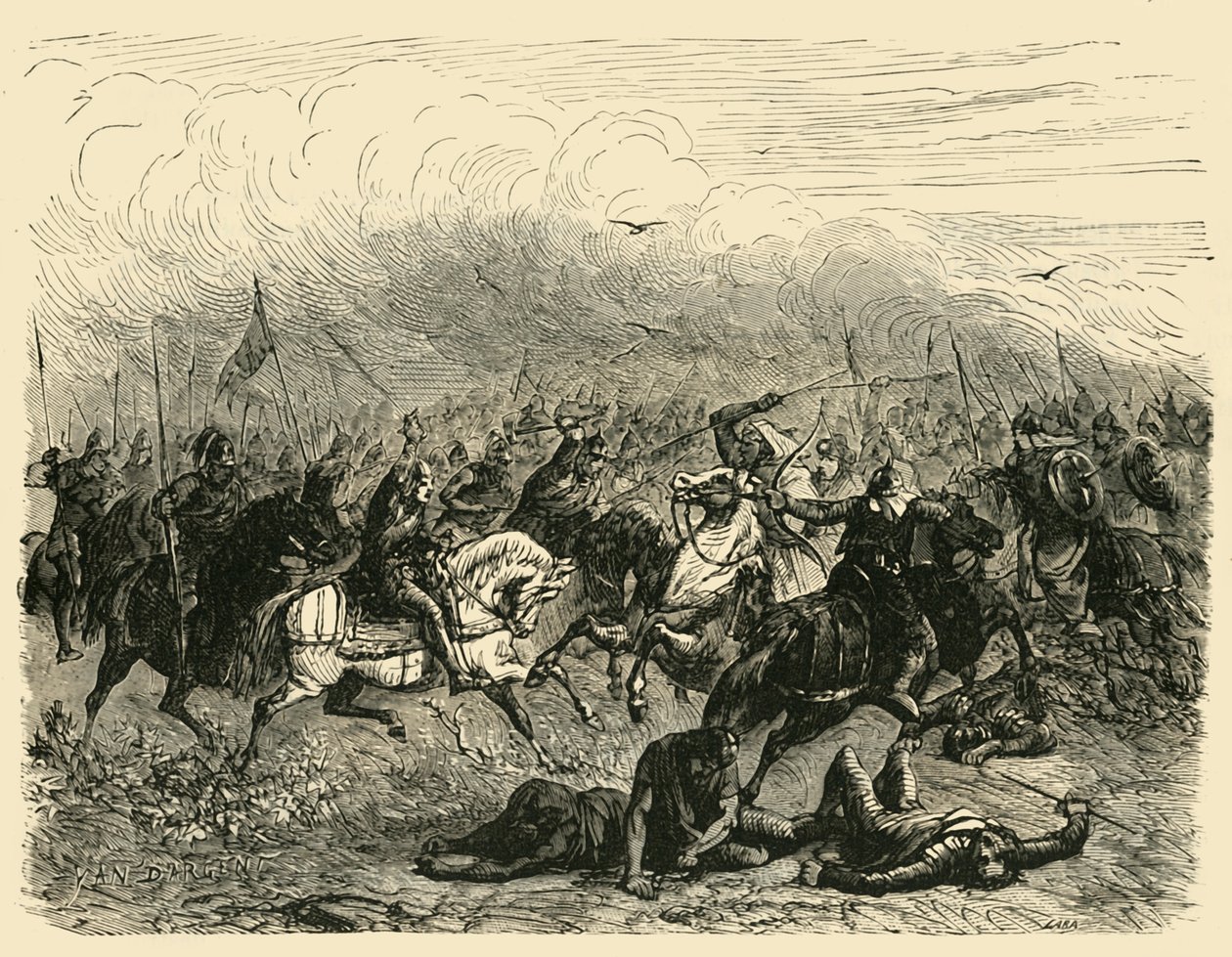 Abdalrahmans nederlag ved Poitiers, 732AD, 1890. av Unbekannt